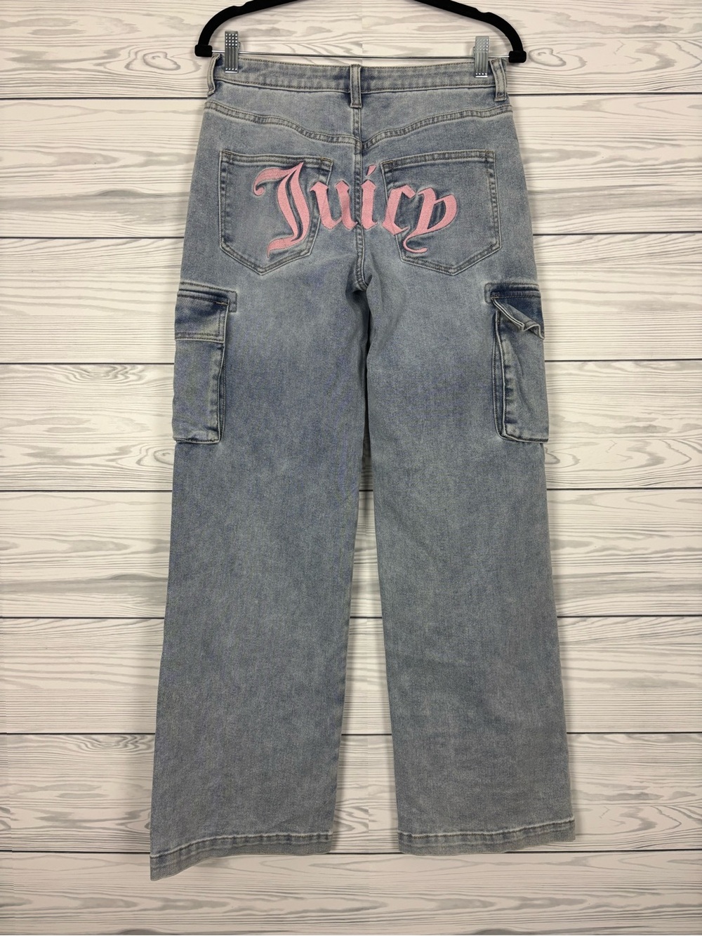 Juicy Couture Abbot wide leg cargo jeans Y2K JUICY spell out NWT Size 7/28 - Picture 8 of 10